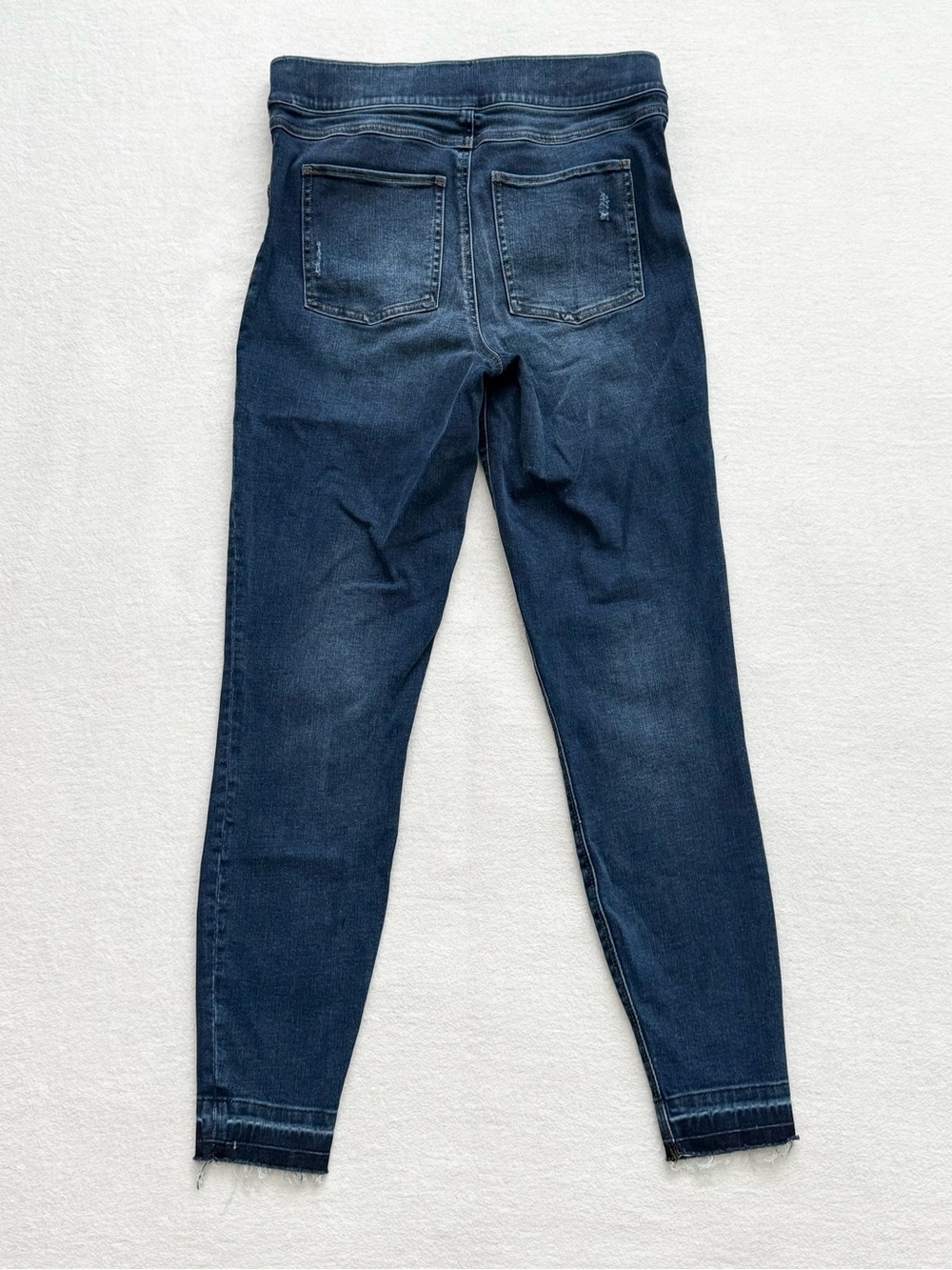 Spanx High Rise Pull On Distressed Ankle Skinny Jeans Raw Hem Size M - Picture 2 of 8